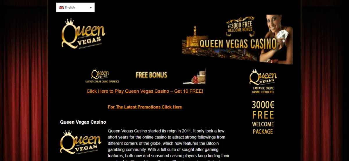 Queen Vegas Casino Bonus Free Spins