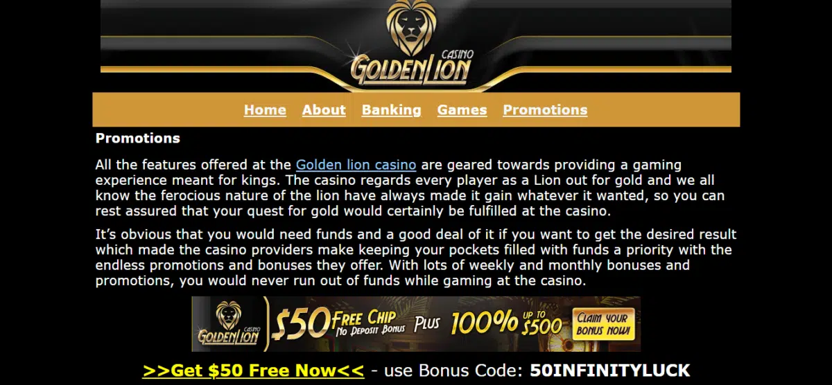 Golden Lion Casino Free Bonus