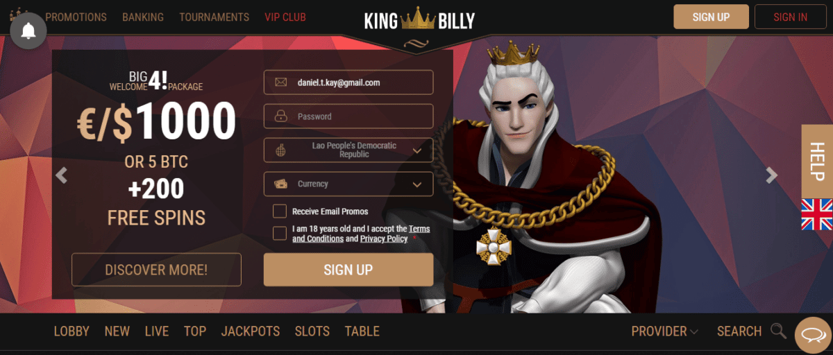 online casino king billy