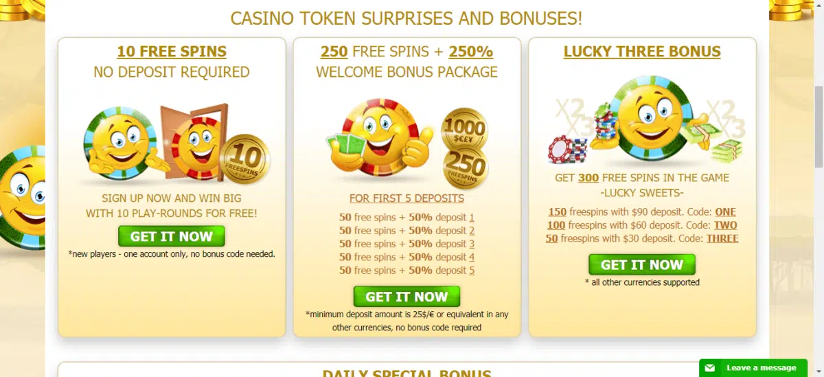 Casino Token Bonus Code