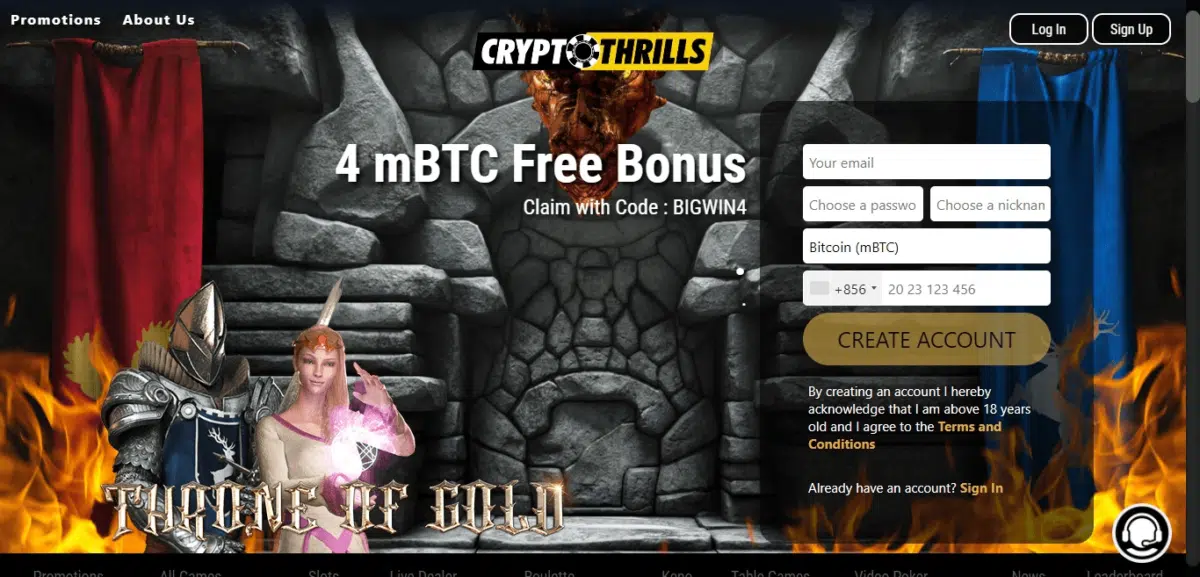 Crypto Thrills Promo Codes CryptoThrills.io Free Spins May 2022