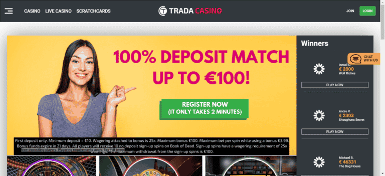 Read more about the article Trada Casino Bonus Codes – TradaCasino.com Free Spins May 2022