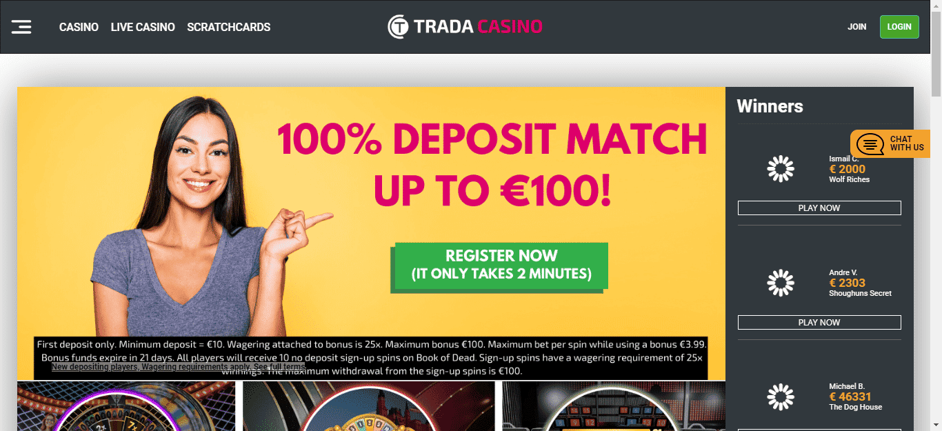 You are currently viewing Trada Casino Bonus Codes – TradaCasino.com Free Spins December 2021