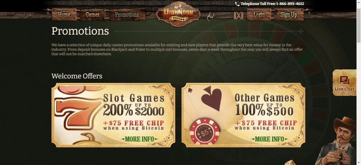 High Noon Casino Free Bonus