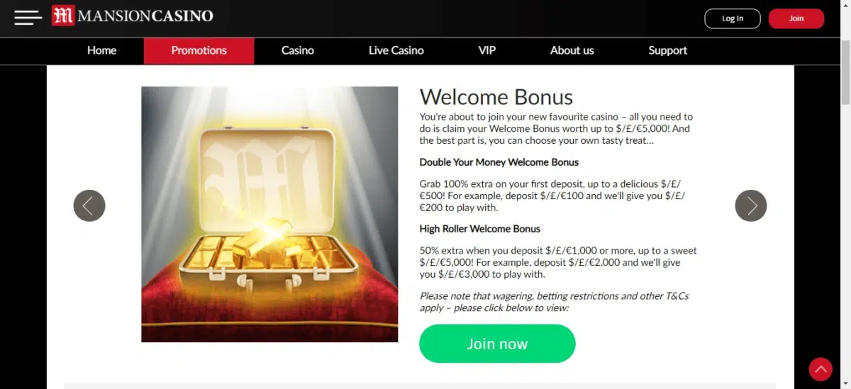 Mansion Casino Free Bonus