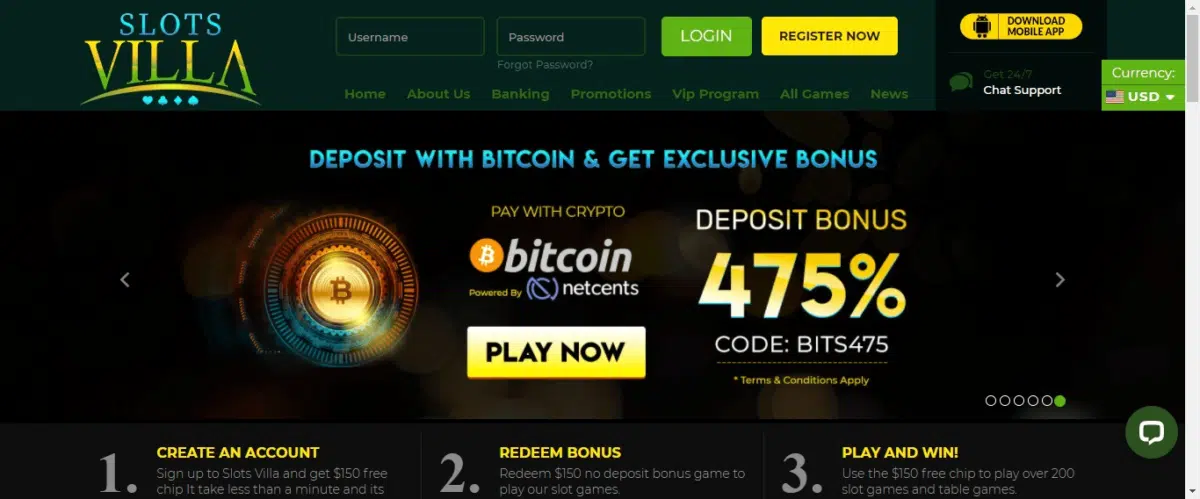 Slots Villa Bitcoin Bonus