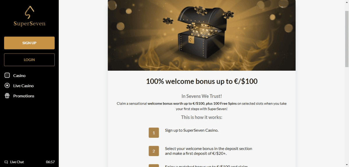SuperSeven Casino Signup Bonus